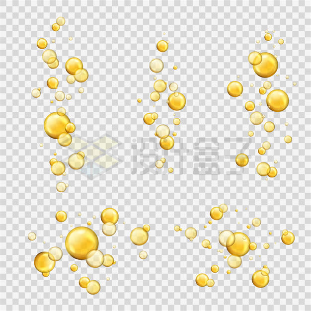5款黄色油滴气泡水滴效果8697985矢量图片免抠素材 效果元素-第1张