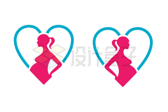 2款线条心形孕妇怀孕月子中心月嫂公司logo设计方案5232339矢量图片免抠素材 标志LOGO-第1张