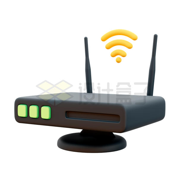 一台WiFi无线路由器3D模型2208325PSD免抠图片素材 IT科技-第1张