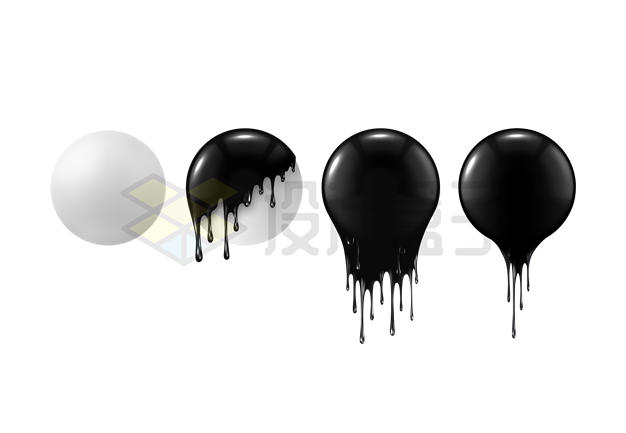黑色液体浇在白色圆球上的效果图3D模型9562527矢量图片免抠素材 线条形状-第1张