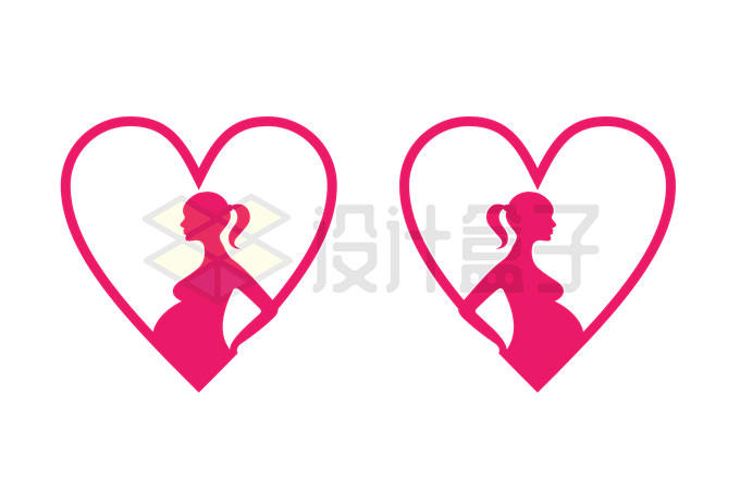 2款线条红心孕妇怀孕月子中心月嫂公司logo设计方案5783512矢量图片免抠素材 标志LOGO-第1张