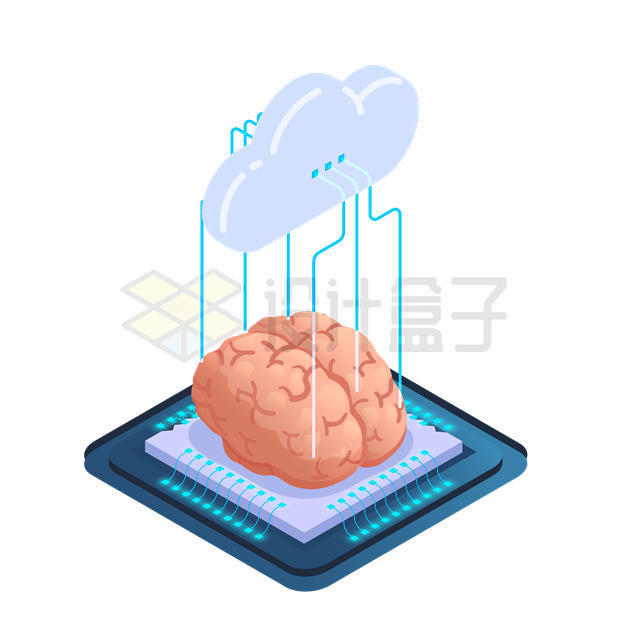 2.5D风格AI芯片大脑和人工智能技术8501270矢量图片免抠素材 IT科技-第1张