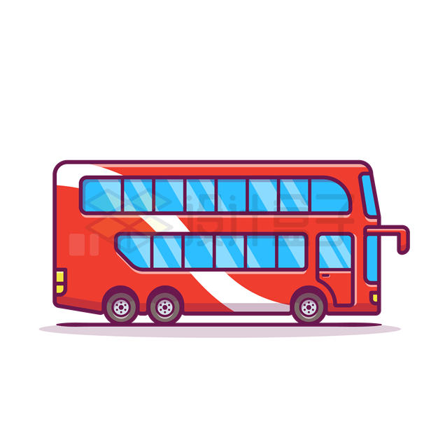 红色的卡通双层巴士旅游大巴车2594772矢量图片免抠素材 交通运输