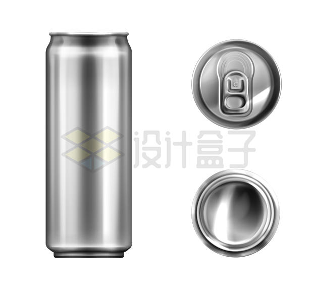 3个不同角度的易拉罐铝罐金属罐子9629504矢量图片免抠素材 生活素材-第1张
