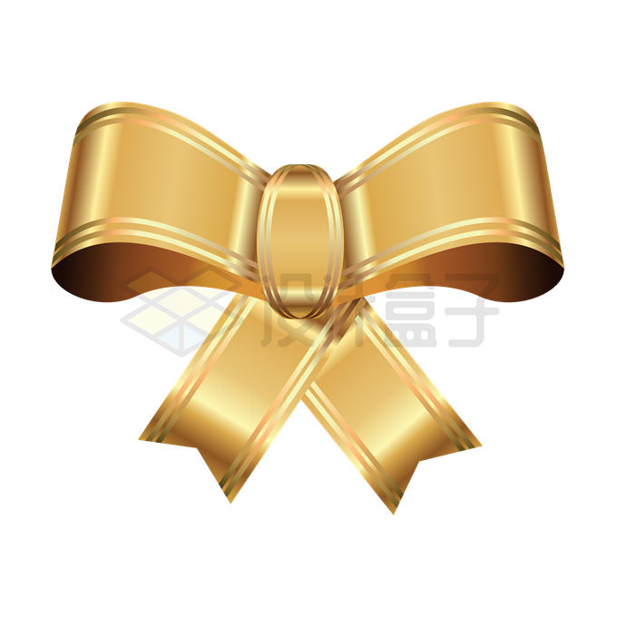 金色金属光泽蝴蝶结装饰4620158矢量图片免抠素材 装饰素材-第1张