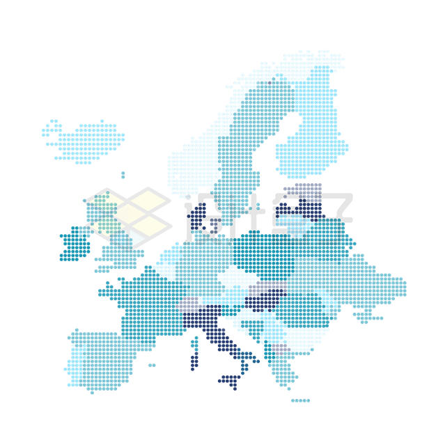 点阵风格的欧盟欧洲地图8967612矢量图片免抠素材 科学地理-第1张