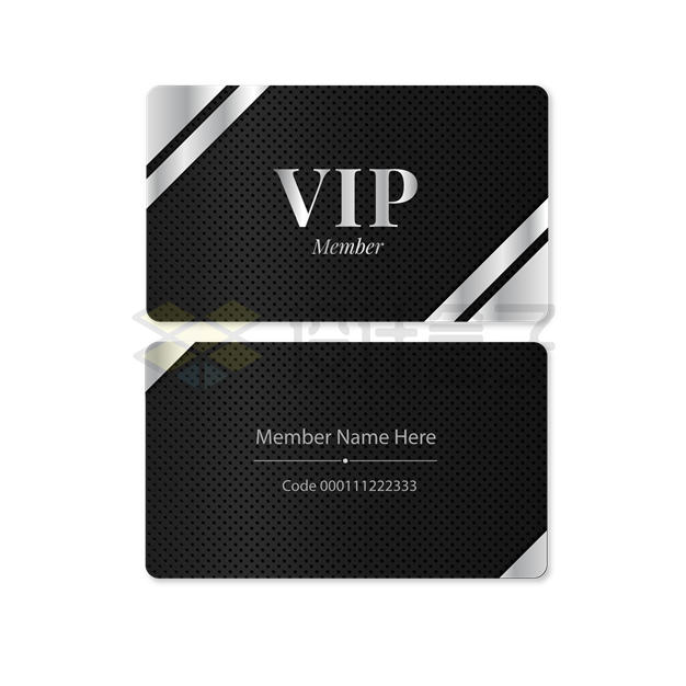 2款银黑色VIP会员卡片模板4809547矢量图片免抠素材 电商元素-第1张