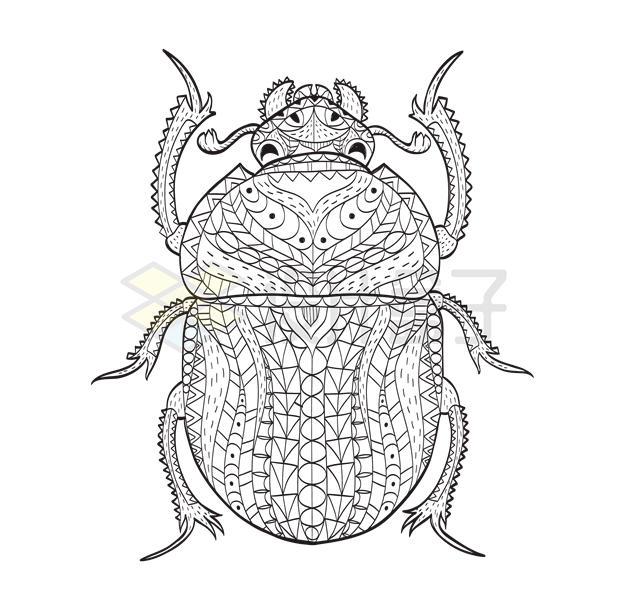 抽象复杂图案的屎壳郎甲虫图案7445639矢量图片免抠素材 生物自然-第1张