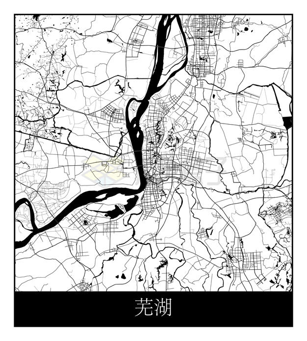 黑白色高清芜湖市地图卫星地图5066530矢量图片免抠素材 科学地理