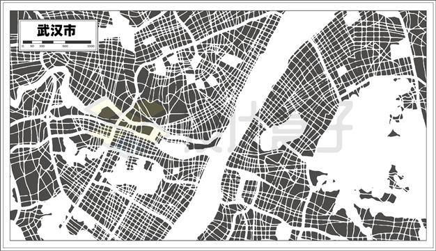 黑白色武汉市地图图案5941260矢量图片免抠素材 科学地理-第1张