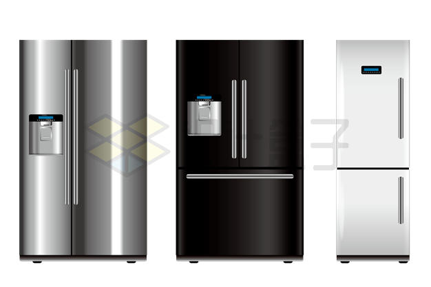 3款灰色黑色银色的电冰箱大家电6597649矢量图片免抠素材 生活素材-第1张