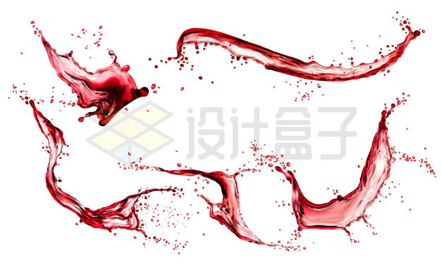 5款红色液体红酒水花效果4887872矢量图片免抠素材 效果元素-第1张