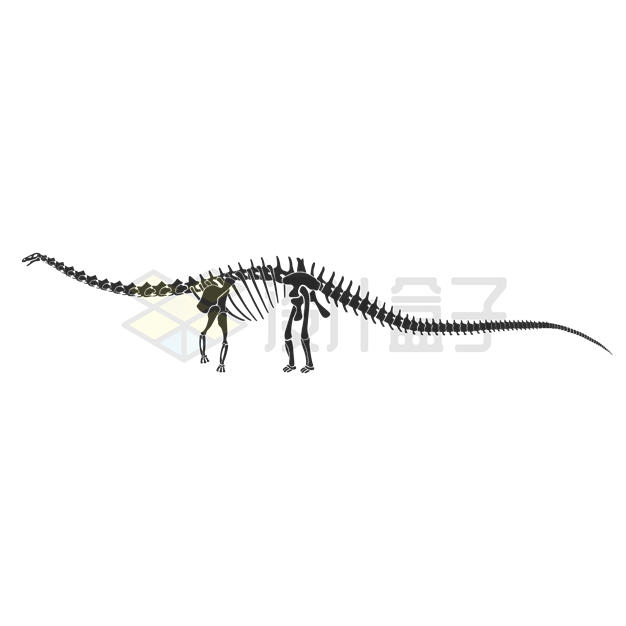 腕龙骨骼骨架恐龙化石剪影图案1856350矢量图片免抠素材 生物自然-第1张
