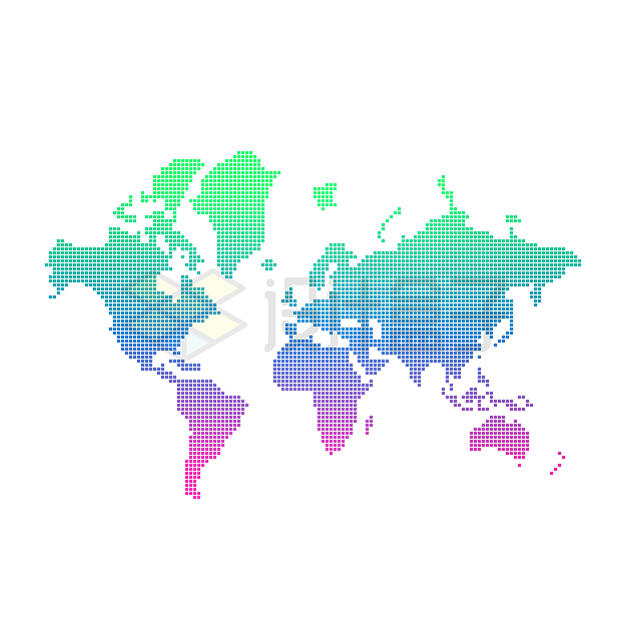 渐变色点阵风格世界地图3942331矢量图片免抠素材 科学地理-第1张