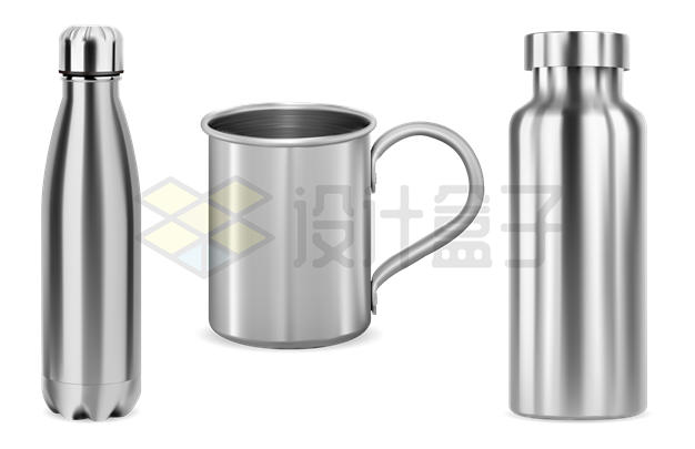 不锈钢运动水壶和水杯2351025矢量图片免抠素材 生活素材-第1张