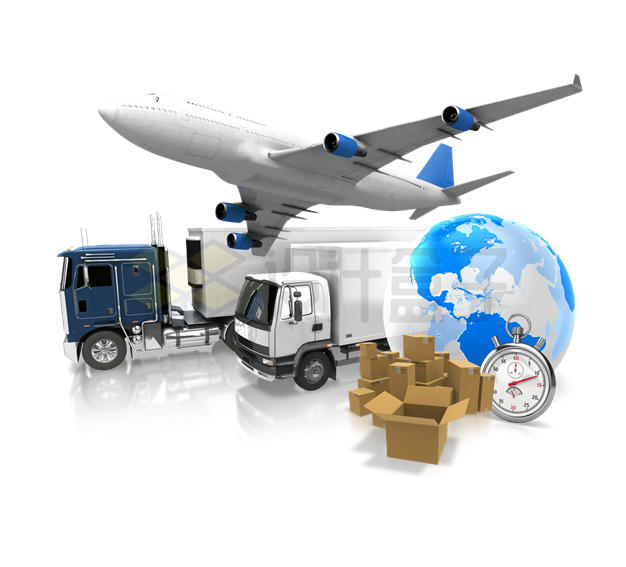 货机卡车货车和地球象征世界贸易4266565PSD免抠图片素材 交通运输-第1张