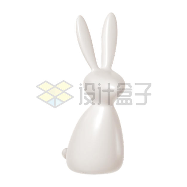 兔年简约风格的陶瓷玉兔小兔子3D模型4804478矢量图片免抠素材 节日素材-第1张