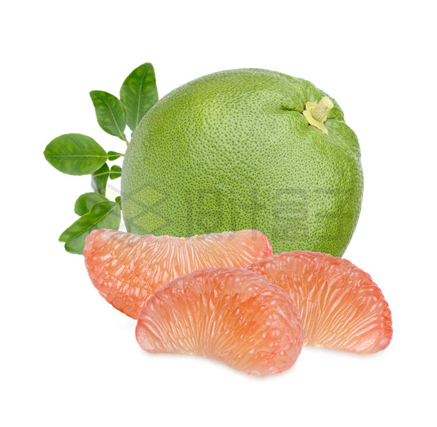三块剥好的红心柚子果肉和完整柚子美味水果2946567PSD免抠图片素材 生活素材-第1张