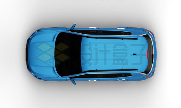 俯视视角的蓝色SUV小汽车3221812PSD免抠图片素材 交通运输-第1张