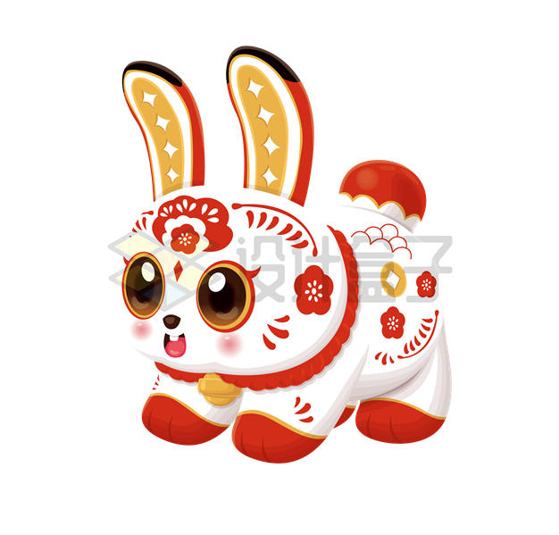 超可爱的兔年新年春节卡通小兔子玩偶8631858矢量图片免抠素材 节日素材-第1张