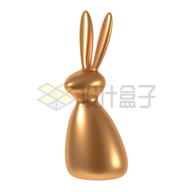 兔年简约风格的黄金玉兔小兔子3D模型9992657矢量图片免抠素材 节日素材-第1张