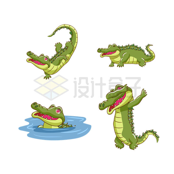 4款可爱风格的卡通小鳄鱼4964190矢量图片免抠素材 生物自然-第1张