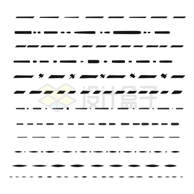 各种黑色短线条断点线条分割线分隔线3640634矢量图片免抠素材 线条形状-第1张