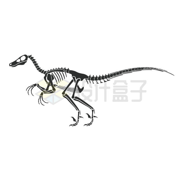 迅猛龙骨骼骨架恐龙化石剪影图案5957718矢量图片免抠素材 科学地理-第1张
