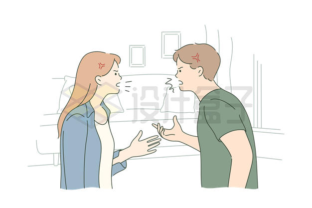 正在吵架咒骂的情侣夫妻插画6998430矢量图片免抠素材 设计盒子 