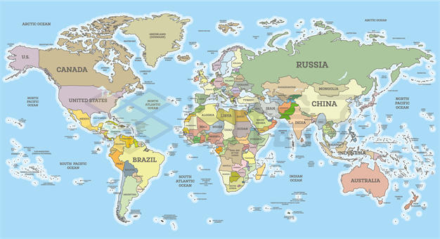 一款世界地图各个国家和地区位置名称8304536矢量图片免抠素材下载- 设计盒子