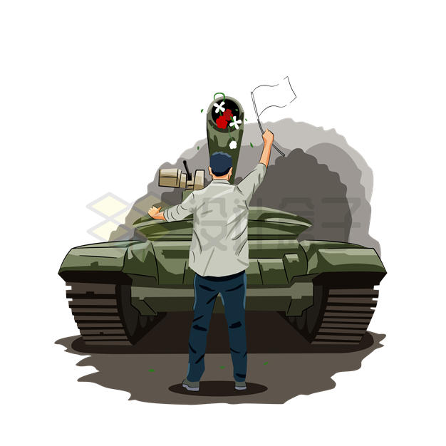 男人挡在坦克面前和平主义者3241330矢量图片免抠素材 党建政务-第1张