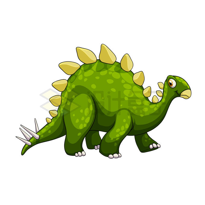 一只绿色的卡通剑龙恐龙9689104矢量图片免抠素材 生物自然-第1张