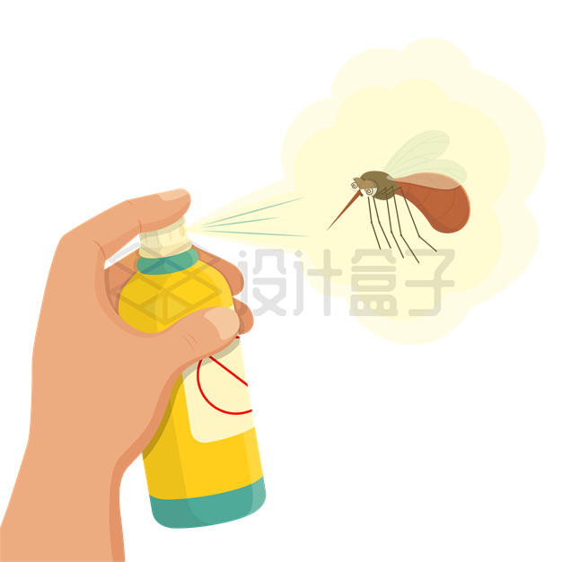 一只手拿着杀虫剂灭杀蚊子插画7599667矢量图片免抠素材 生活素材-第1张