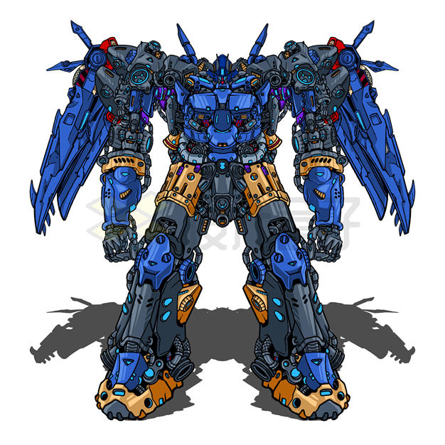 蓝色带翅膀高达机甲战斗机器人变形金刚8354369矢量图片免抠素材 军事科幻-第1张