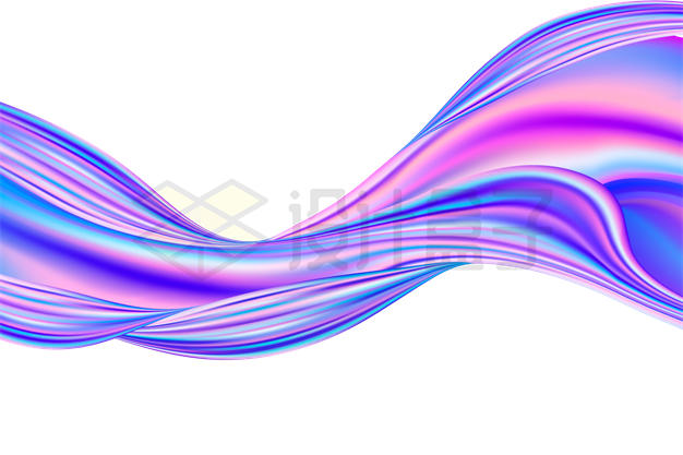 绚丽紫色渐变色抽象三维波浪线装饰8689443矢量图片免抠素材 装饰素材-第1张