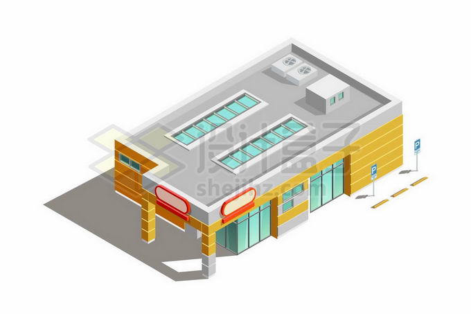 2.5D风格餐厅超市购物中心矢量图片免抠素材 建筑装修-第1张