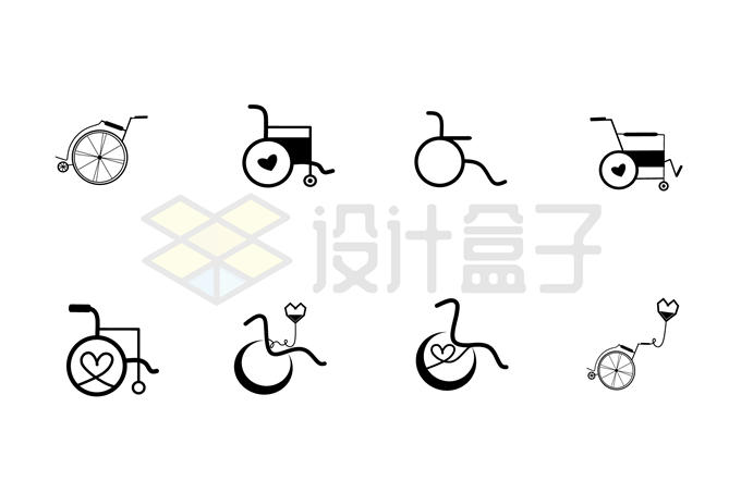 8款轮椅线条图标3272302矢量图片免抠素材 健康医疗-第1张