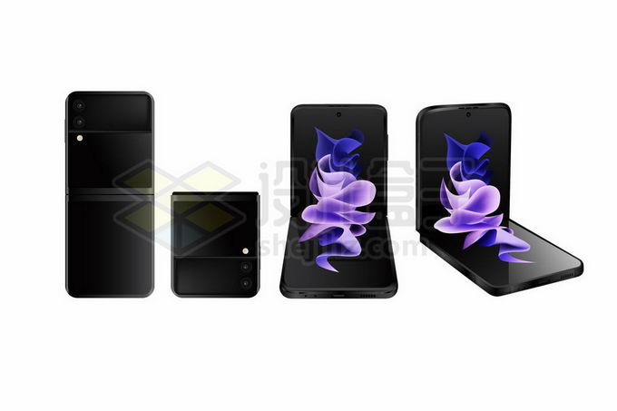三星折叠手机GalaxyZFlip3的不同角度5939335矢量图片免抠素材 IT科技-第1张