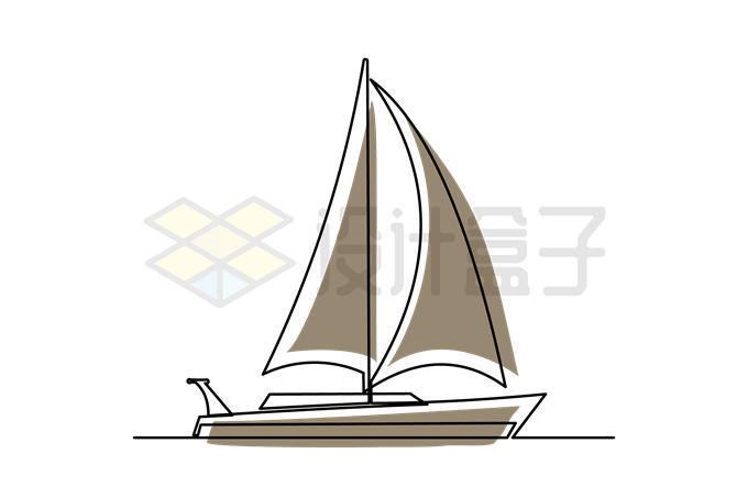 线条帆船扬帆起航插画8776569矢量图片免抠素材 交通运输-第1张