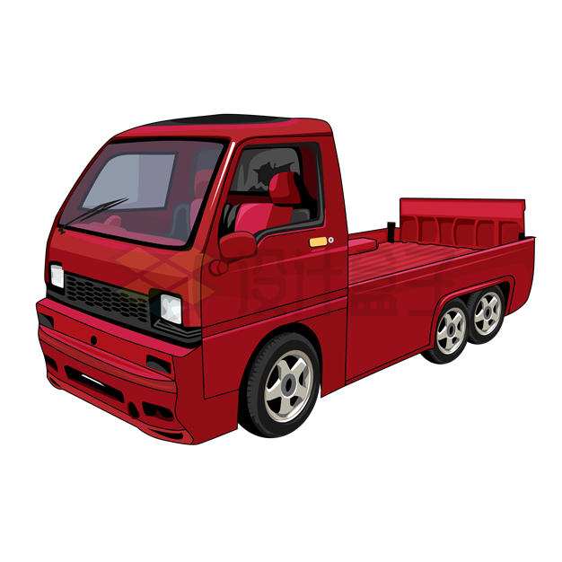 一辆红色小型卡车2997214矢量图片免抠素材下载 交通运输-第1张
