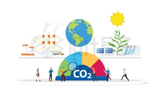 各种清洁能源的应用加速二氧化碳减排计划6332930矢量图片免抠素材下载 工业农业-第1张