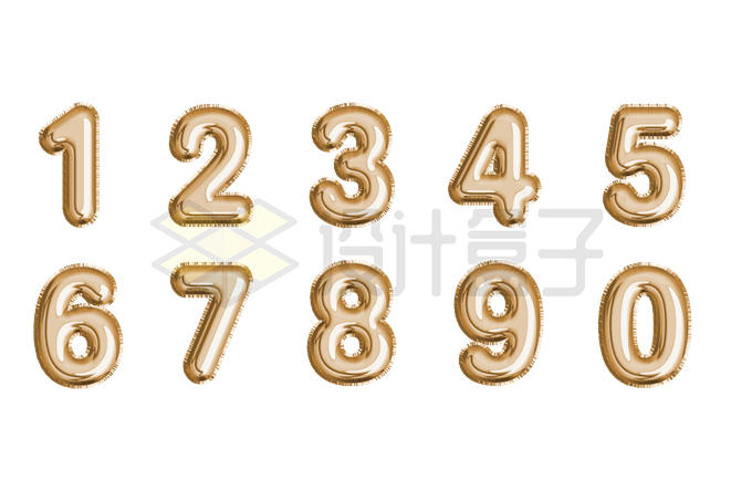 金色金属光泽风格气球数字字体艺术字4065591矢量图片免抠素材 字体素材-第1张