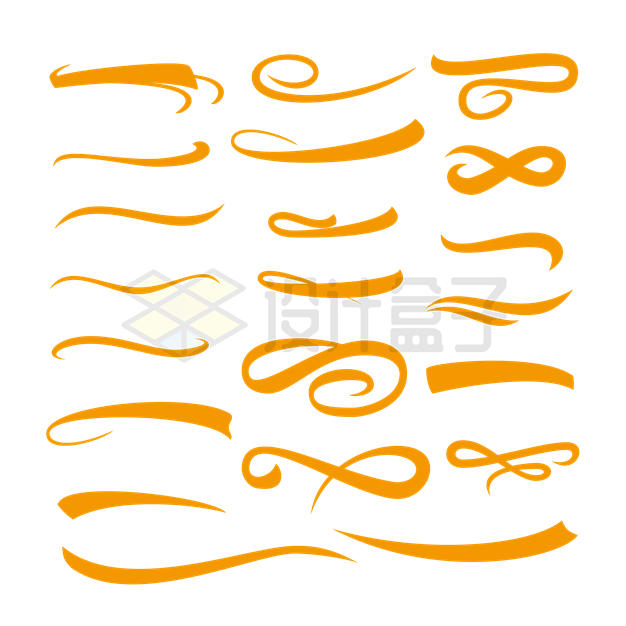 各种金色短线条涂鸦丝绸丝带装饰1846550矢量图片免抠素材 线条形状-第1张