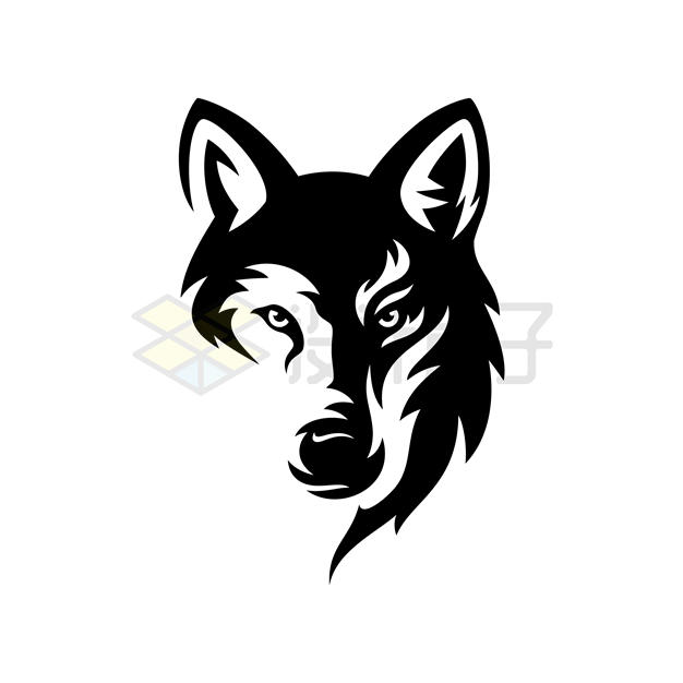 黑白色野狼头部游戏logo设计1673115矢量图片免抠素材下载 标志LOGO-第1张