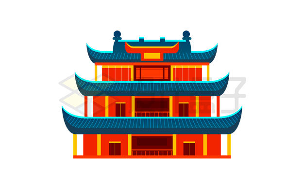 中国风阁楼传统建筑物插画1943315矢量图片免抠素材 建筑装修-第1张