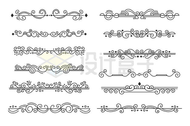  12 complex parting line patterns 3342178 vector pictures cut free material line shapes - sheet 1