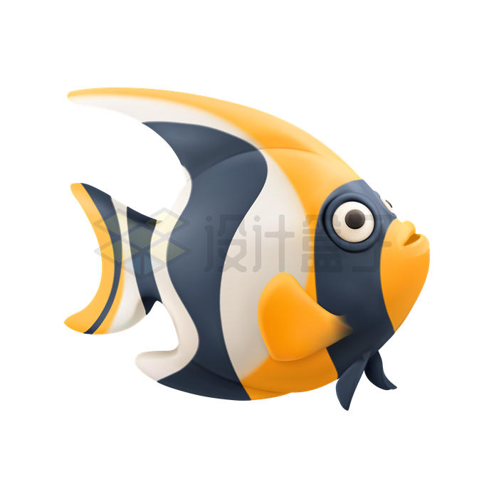 卡通角镰鱼3D动物模型5630071矢量图片免抠素材 生物自然-第1张