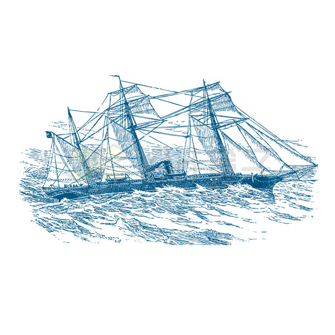 乘风破浪的风帆战舰插画2678697矢量图片免抠素材 军事科幻-第1张
