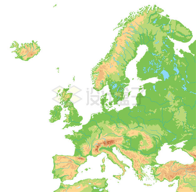 等高线欧洲地形地图6389748矢量图片免抠素材 科学地理-第1张