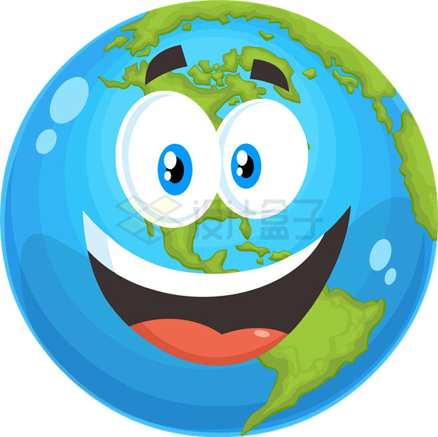 微笑的卡通地球大大的眼睛4560408矢量图片免抠素材 科学地理-第1张